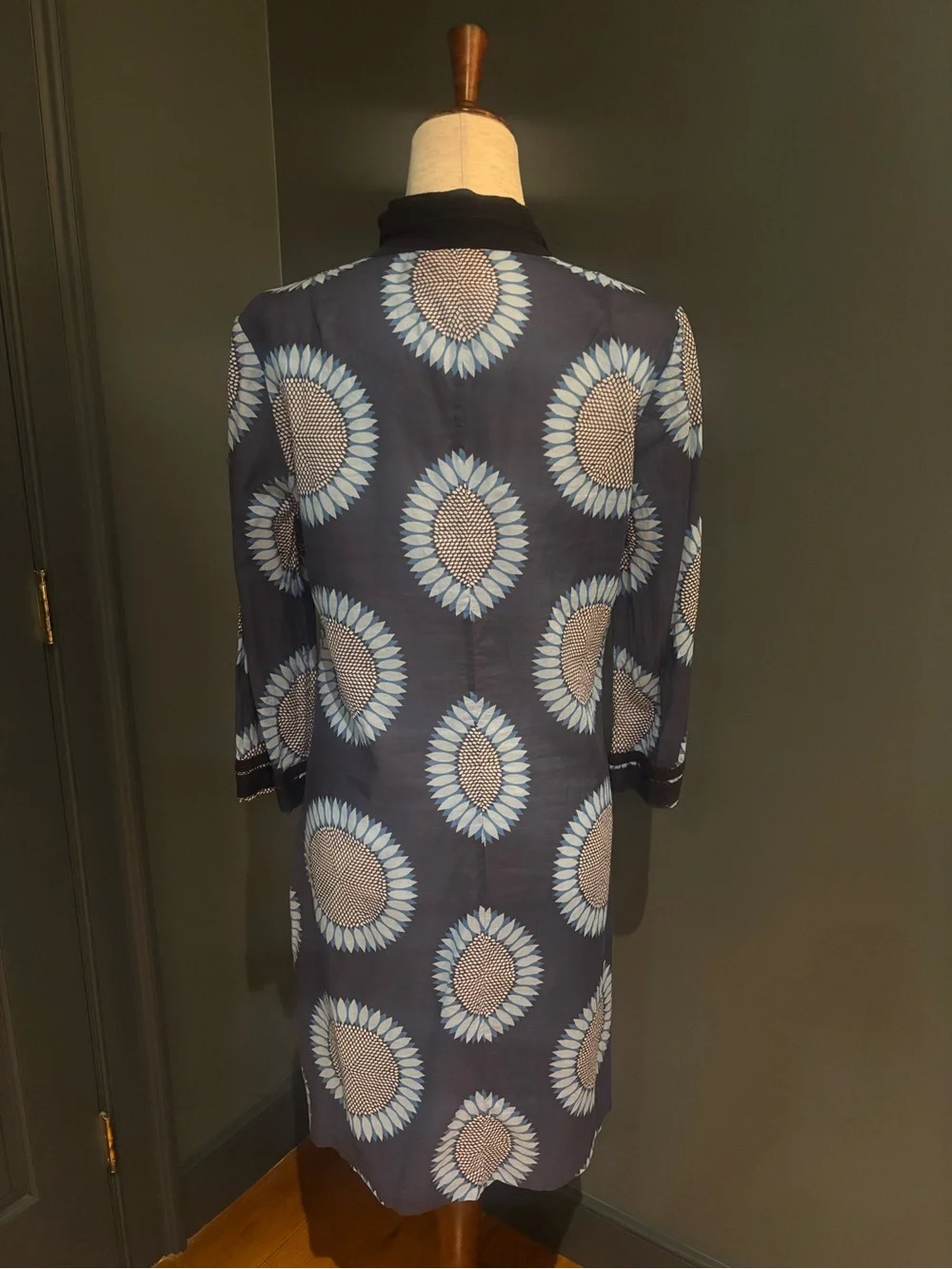 Tory Burch Navy and Light Blue Floral-Print Tunic